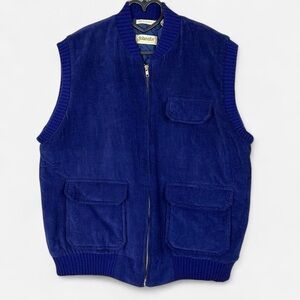 Vintage Blue corduroy quilted puffer vest with pockets